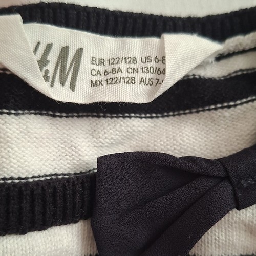 Black white striped bow - white,