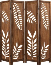 4 Panel Brown Carved Wood Room