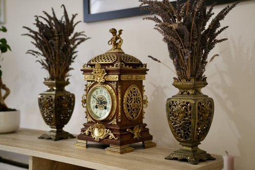 Antique victorian mantle clock - mantle,
