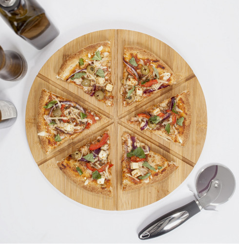 Round bamboo pizza cutting - round,