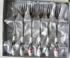 Set of 6 Portmeirion Botanic Garden Pastry Forks - Time for Tea - New in Box