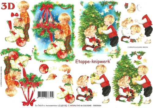 Christmas theme decoupage - theme, a4