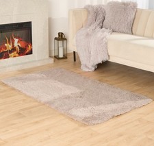 Sienna By OHS Fluffy Rug In Natural - 80cm x 150cm - New Sealed 