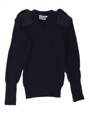 BALMORAL Mens V-Neck Jumper Sweater IT 44 XS Navy Blue Wool CX11