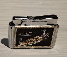 Vintage 60s Japan slide automat pocket petrol lighter refurbished good working