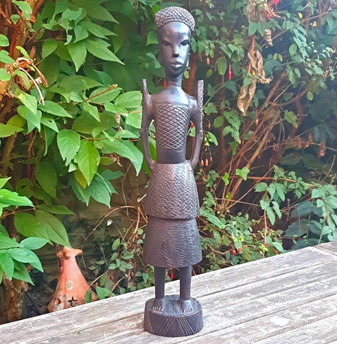 African carved wooden female - carved,