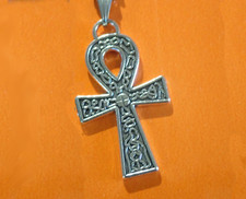 Pendant Ankh Egyptian Cross Necklace Silver tone on 44cm chain FKUN511 NEW