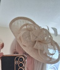 Beige cream feather trim - beige,
