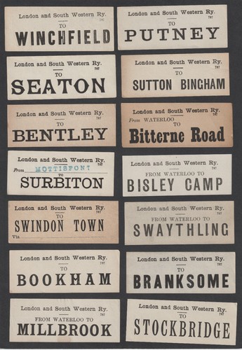 Fourteen old luggage labels - old,