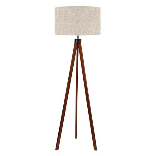Wood tripod floor lamp - wood, mid