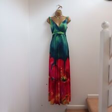 Ronni Nicole Dress UK 10 New Long Maxi Stretch Green Red Floral Summer Holiday