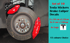 TESLA WHITE BRAKE CALIPER STICKERS VINYL SET OF 10 HI-TEMP 15 COLOURS CHOICE