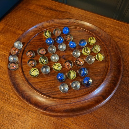 Wooden solitaire game marbles - wooden,