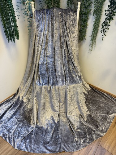 Grey crushed velvet lined - lined, pair