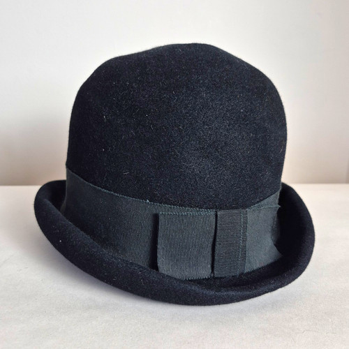 Vintage black felt bowler - vintage,