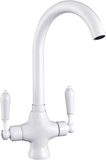 Traditional Kitchen Sink Mixer Taps White Elegant Ceramic Taps-White 
