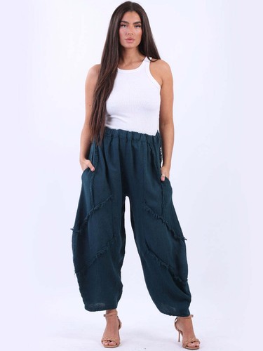 Women linen elastic - linen, waist