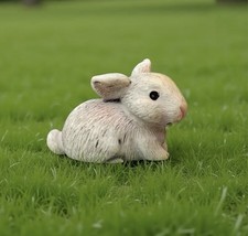 MINIATURE GREY RABBIT FIGURINE CUTE ANIMAL ORNAMENT HOME DECOR DOLLS HOUSE FARM