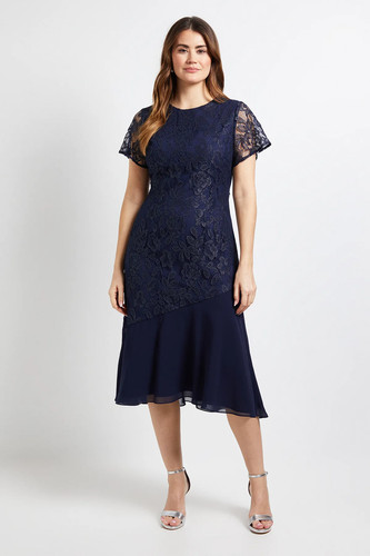 Wallis navy fit flare - flare, dress
