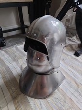 Medieval Sallet Helmet, 18G Steel, Reenactment, Larp, UK Seller