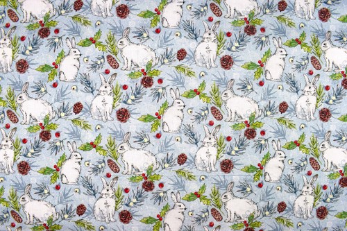 Winter rabbits cotton quilting - winter,