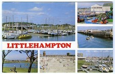 1970s Postcard Boats in Harbour Fun Park Amusement Rides Littlehampton Unposted