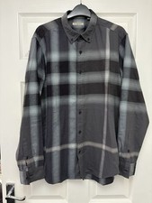 Burberry Brit Grey Nova Check Shirt Plaid Brushed Cotton Size Large L