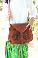 Leather Bag Goat Shoulder Women's Messenger Vintage Genuine Handmade Tote Brown