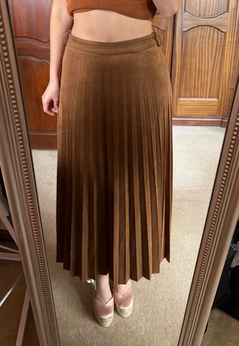 Zara brown faux - brown, pleated