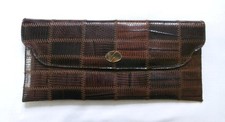 Vintage 1980's Clutch Bag w/ an Outer of Patchwork Lizardskin in Shades of Brown
