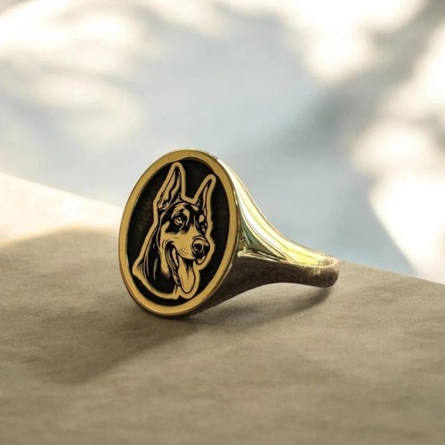 Doberman dog signet - signet, 925