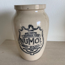 1920s Numol Glazed Stoneware Jar 13cm Body Builder Lecithin Jar Pot Pharmacy 