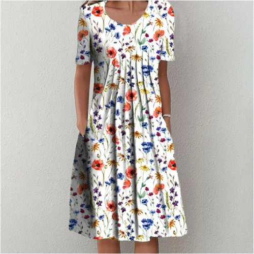 Women floral crew neck short - women,