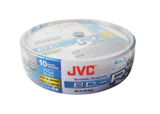 10 JVC Blank Shiny BD-R Blu-ray Recordable Discs BDR LTH 25GB 6x Speed JAPAN