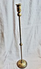 Tall, Vintage Floor Standing Candle Holder Antique Finish Bronze / Gold Metal 