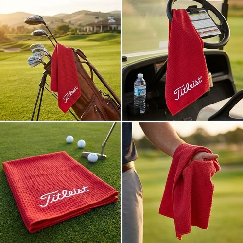 Titleist red golf towel - golf, ball