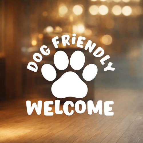 Dogs welcome door vinyl decal - dogs,