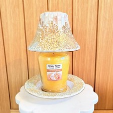 Large Yankee Candle Shade & Tray  Pearl Mosaic Cream Gold —NO CANDLE Home Decor