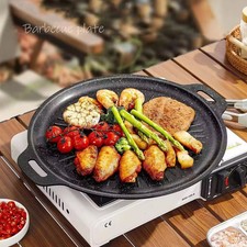 Cast Iron Griddle Hot Plate BBQ Grill Cooking Camping Hob Steak Party Barbecue