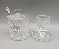 Stuart Crystal Preserve Pot & Silver Plated Spoon + Cut  Cocktail Stick Holder