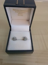 Vintage Diamond Cluster Earrings 9ct in Yellow Gold - Over 40 Years Old