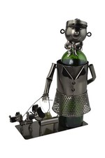 Lady Dog Walker Wine Bottle