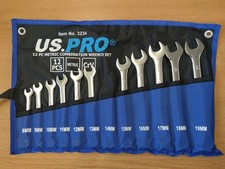 US PRO Tools 11pc Combination Spanner Set Metric 8 - 19mm 3234
