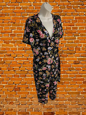 ZARA BLACK JUMPSUIT MEDIUM WOMENS SHORT SLEEVE WRAP FLORAL TROUSERS CROPPED 