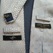 Mens Laine Taylor Woven Silk Tie Blue Gold & Milan Silk Tie Blue Silver Dots x 2