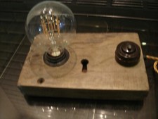 large vintage  wooden lock upcycled lamp light retro man cave fully pat tested