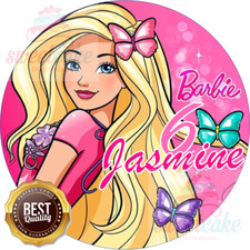 BARBIE Personalised Edible Cake Topper High Quality Icing or Wafer Card