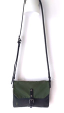 Ally Capellino Friday Crossbody  Bag in  Black and Green Waxed Cotton