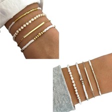 Pack of 4 Handmade Bead Bracelet Elastic Bracelet Colorful Beach Styles Bracelet