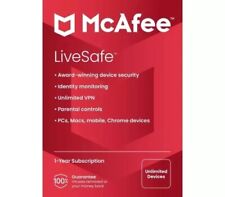 McAfee® Live Safe, 1 Year Pre-Paid Subscription for Unlimited Devices Free Post